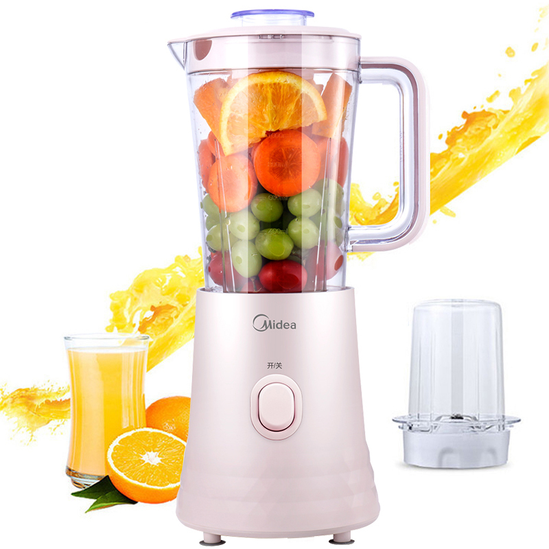 美的(Midea)榨汁机 WBL2521H 1档 二合一多功能家用搅拌机 果汁机 料理机榨汁机过滤网粉色迷你
