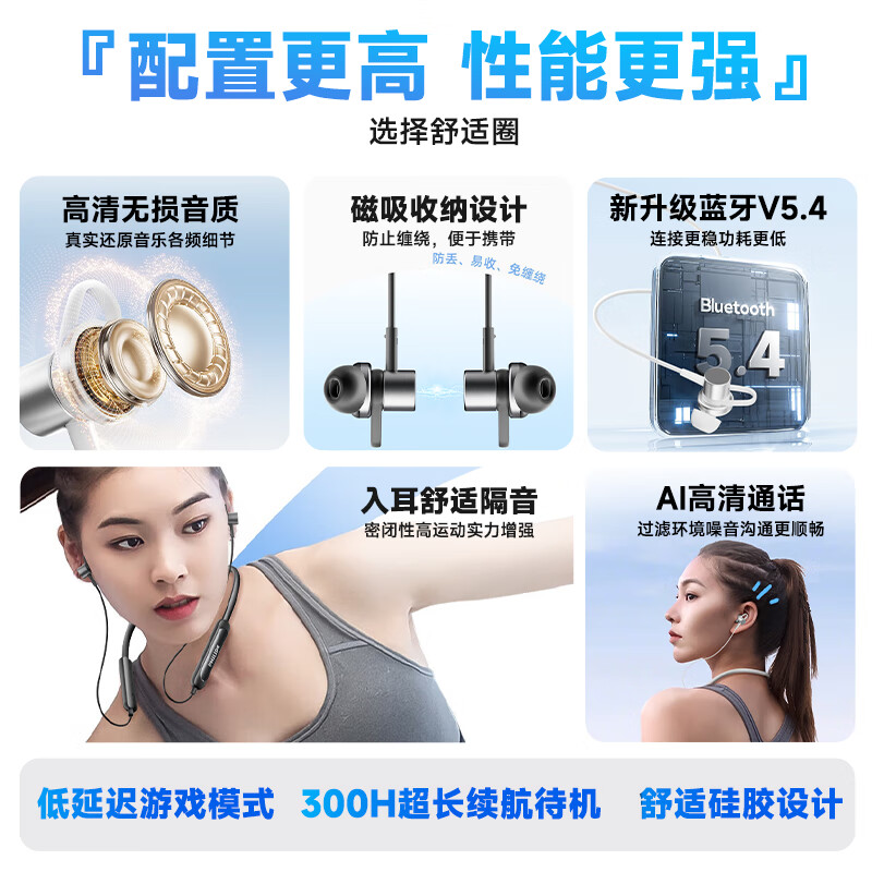 飞利浦(PHILIPS)挂脖式运动蓝牙耳机TAN1120黑色高清大图