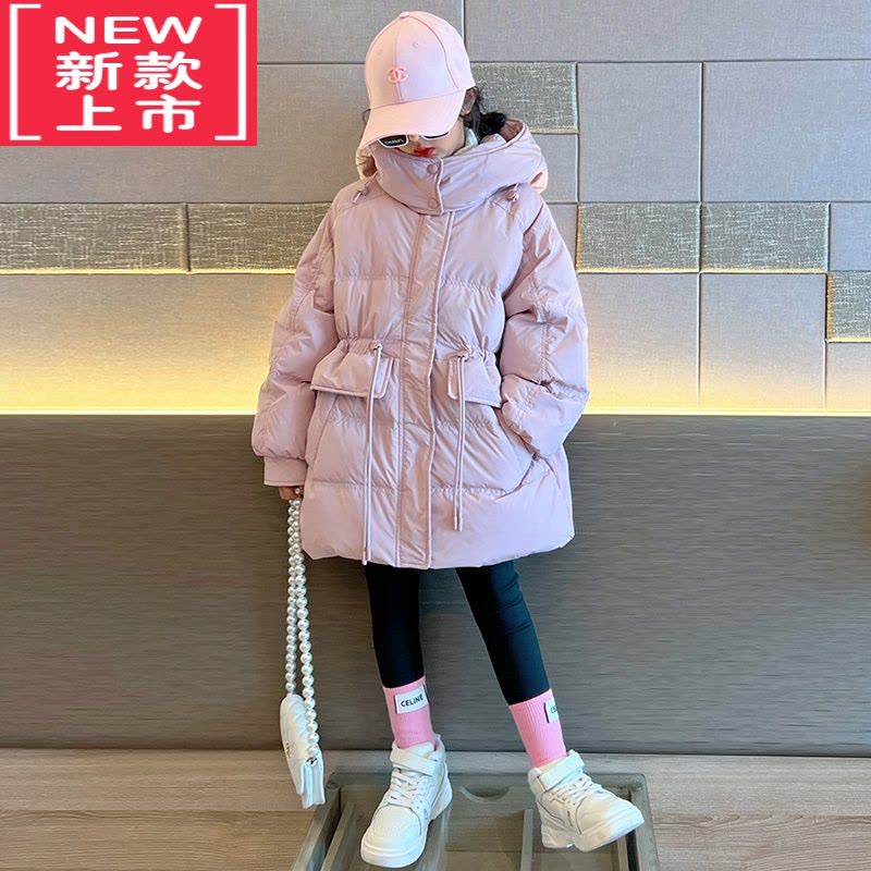 可莉允女童羽绒棉服外套冬季2022新款女大童洋气冬装网红儿童装束腰棉衣图片