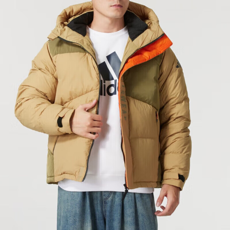 阿迪达斯(adidas)羽绒服男女同款新款保暖加厚防风御寒连帽情侣羽绒外套JM4620 ZP JM4620/黄色 XL