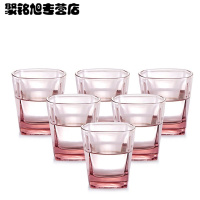 无铅彩色玻璃杯子套装家用泡茶水杯茶杯6支彩盒装送杯刷加厚耐热多色创意生活日用家居器皿水具水杯酒杯