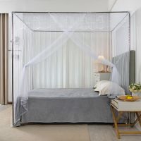 家用蚊帐支架1.8x2米双人床1.5米卧室老式2.2m帐纱杆子套装单_872 【适合】宽2.0米+长2.2米床 升级帐纱白色+花边眉【不含支架】
