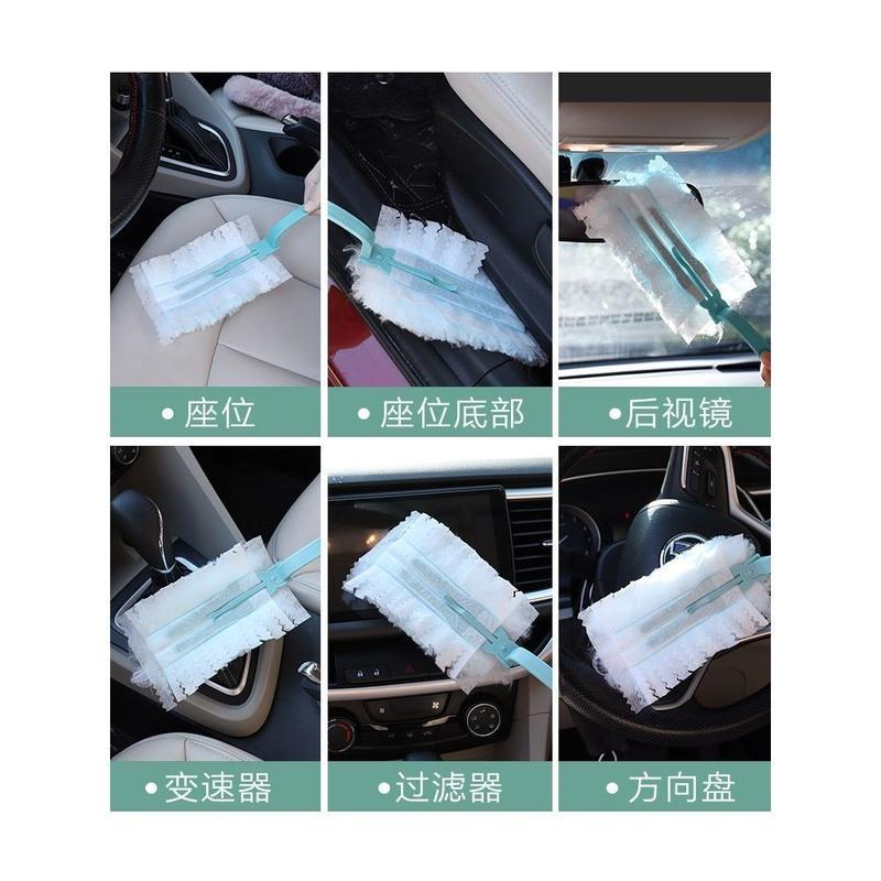 一次性静电除尘掸子多功能家用清洁大扫除打扫擦灰鸡毛毯子 蓝色1杆+10片替换装