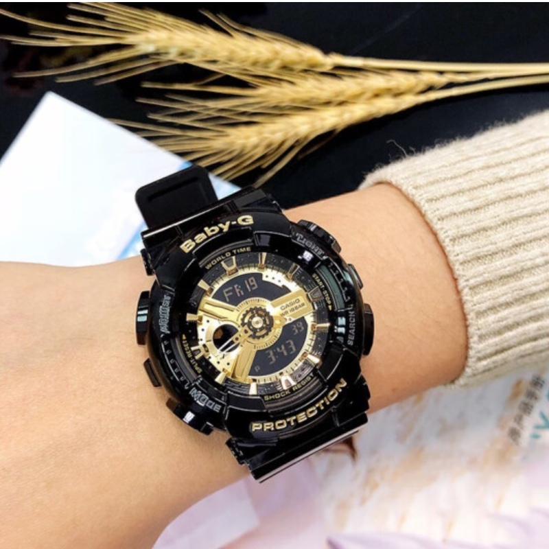 casio卡西欧casiobabyg女表经典潮流少女时代系列防水黑金手表