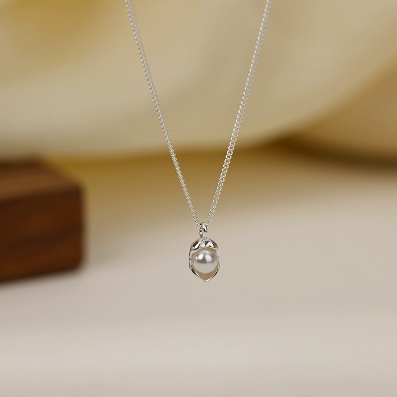 s925纯银天然珍珠吊坠项链女2024新款小众设计锁骨链颈链项饰送女朋友老婆情人节七夕生日礼物