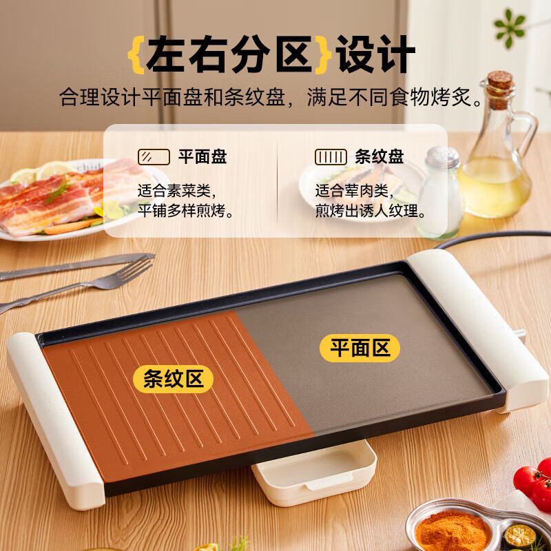 小熊bear多功能电煎烤盘家用不粘锅智能控温旋转烤架设计电烤炉 DKL-F15P7-P01高清大图