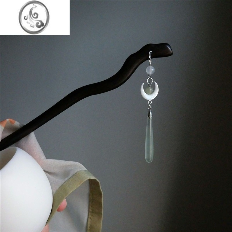 jimi月升沧海国风新中式清冷水滴发簪ins简约流苏发钗高级感小众发饰