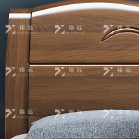 臻远 ZY4022920 胡桃木实木床1.8米双人床含一个床头柜