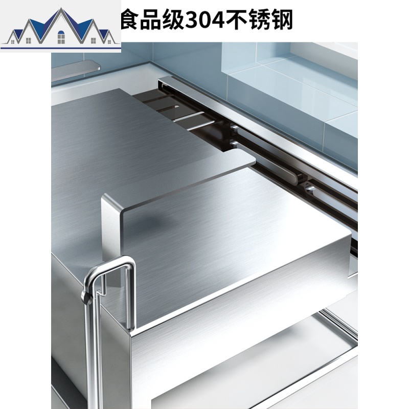 304不锈钢刀架厨房用品壁挂式置物架一体多功能砧菜板刀具收纳架 三维工匠高清大图