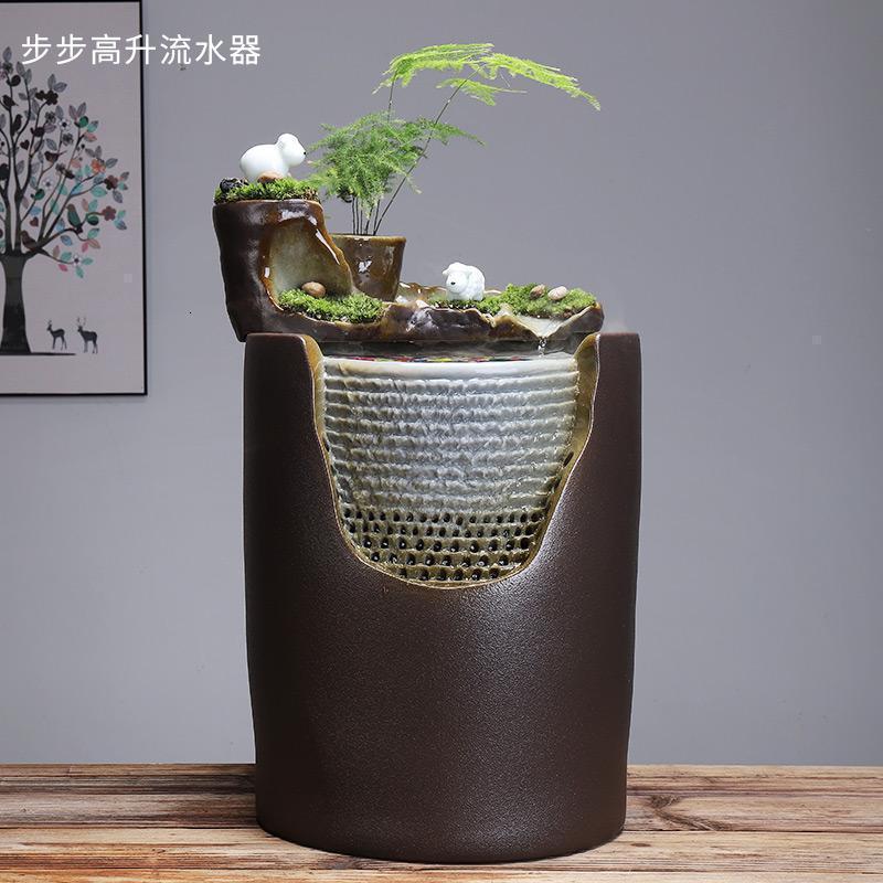 美帮汇流水器循环小型禅意家用陶瓷加湿器客厅办公室桌面喷泉摆件高清大图