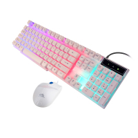 魔蝎手(mogegame ) GX11有线键鼠套装 悬浮键盘 机械手感 USB接口 办公游戏鼠标 白色