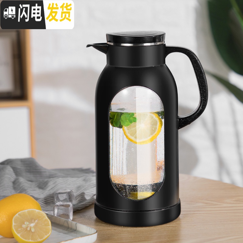 三维工匠冷水壶玻璃耐热高温防爆水瓶家用大容量凉白开水杯茶壶防摔凉水壶 蓝色2000[塑玻双层]高清大图