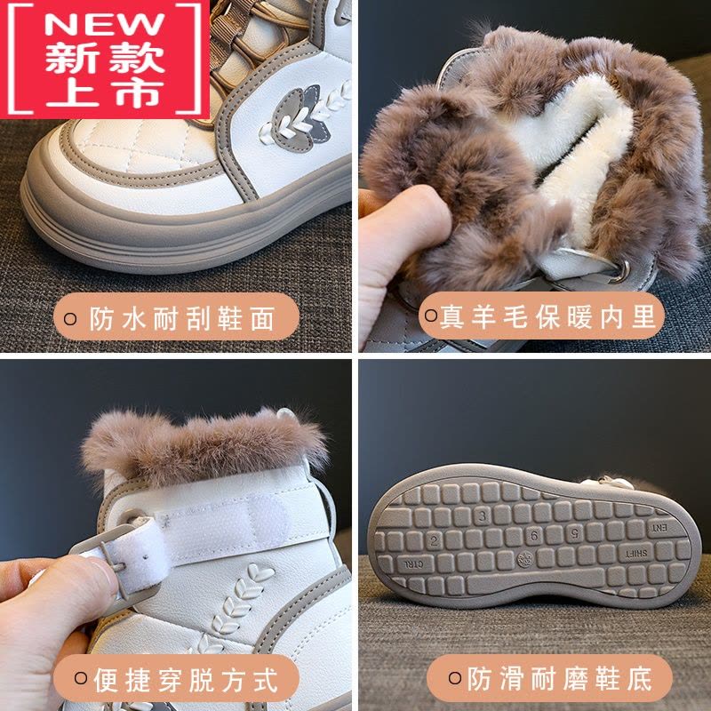可莉允女童雪地靴2022冬季新款儿童加绒加厚短靴中大童棉靴防水防滑棉鞋图片
