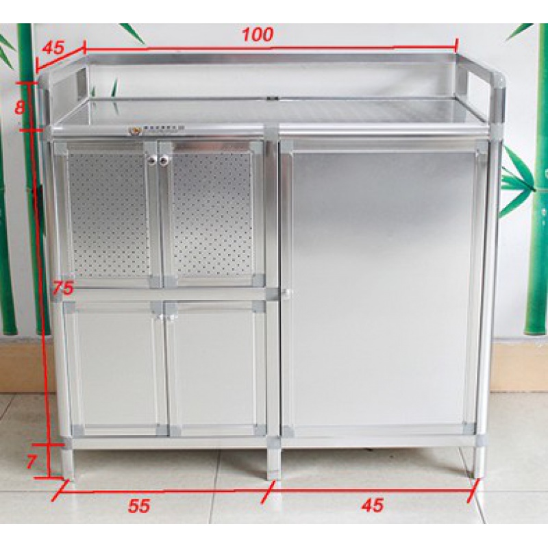 加厚不锈钢煤气灶柜餐边柜ciaa厨房碗柜简易橱柜灶台柜铝合金储物柜子