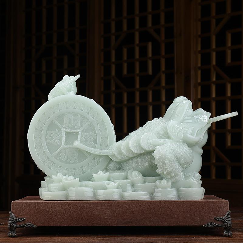 美帮汇玉石金蟾摆件三足金蝉蟾蜍客厅玄关博古架装饰艺术品高清大图