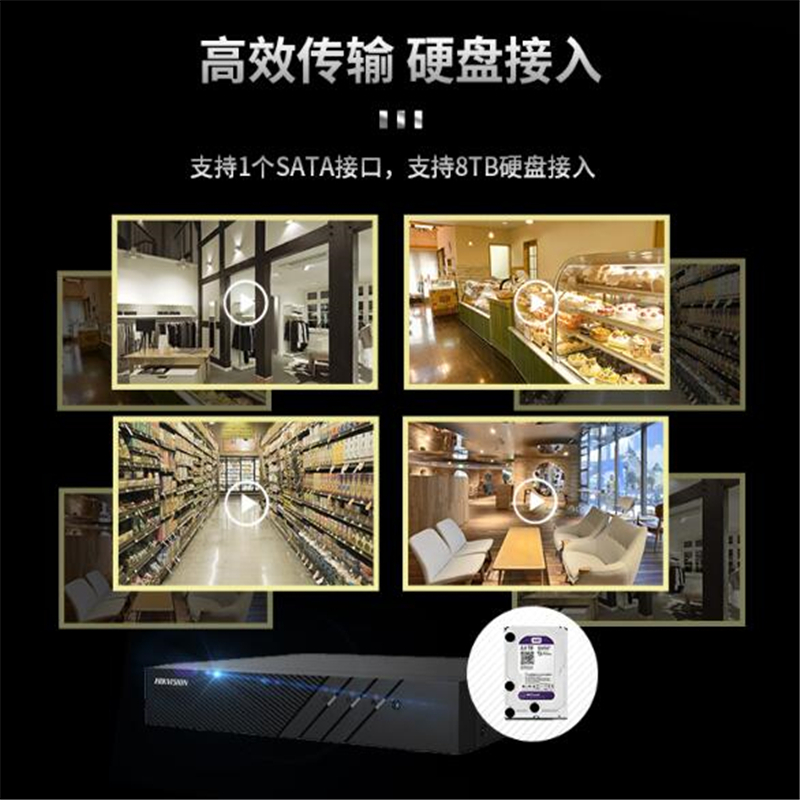 海康威视 DS-7808N-R2 监控录像机 8路10T硬盘