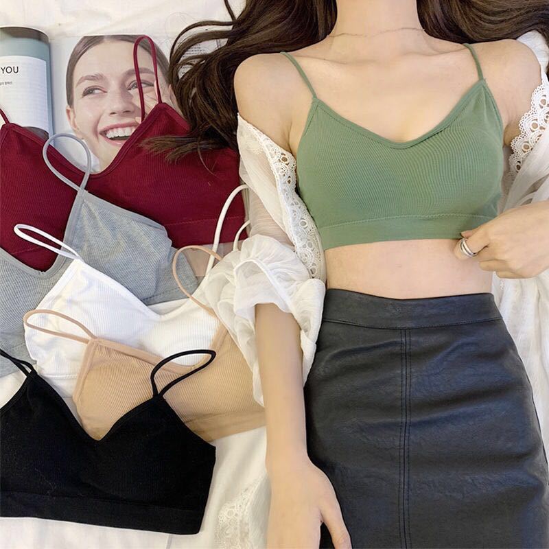 美背内衣女无钢圈小吊带背心学生少女裹胸带胸垫聚拢打底抹胸文胸