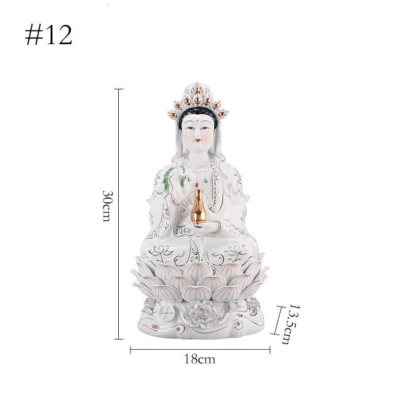 纯白南海观音菩萨佛像家用陶瓷居家供奉客厅摆件白衣坐莲观世音 三维工匠 12寸高清大图