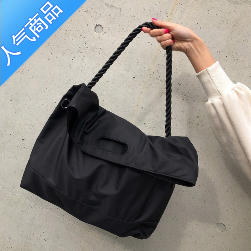 FENGHOU港风休闲大容量单肩包包女2021新款简约复古手提旅行包暗黑斜挎包旅行包男女