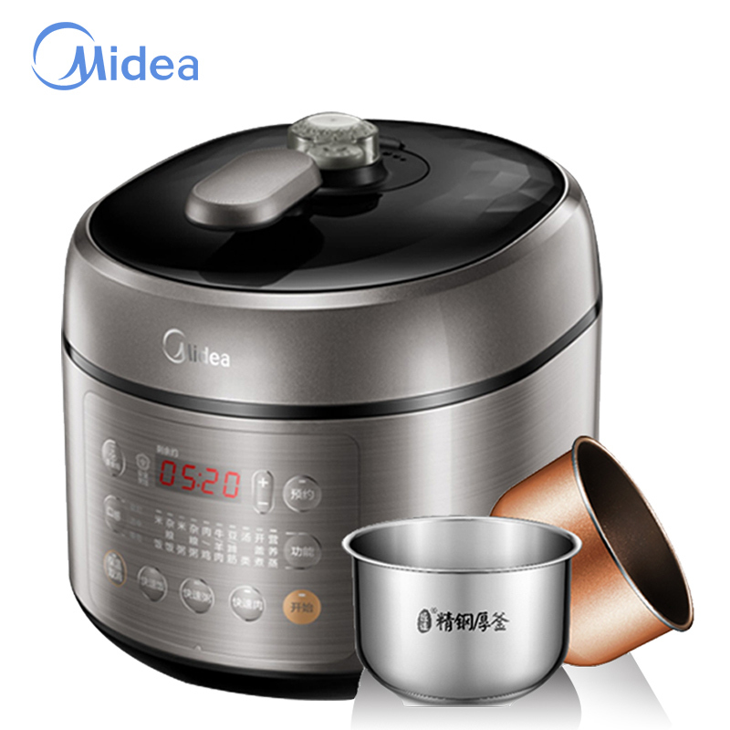 美的（Midea）电压力锅 MY-SS5051P升级版PSS5053p小钢炮高压锅 一锅双胆 电脑触控式