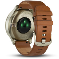 佳明 GARMIN 迪丽热巴同款 vivomove hr 心率运动50防水健康智能通知指针隐藏式触摸屏智能手表 经典版M号 流光金