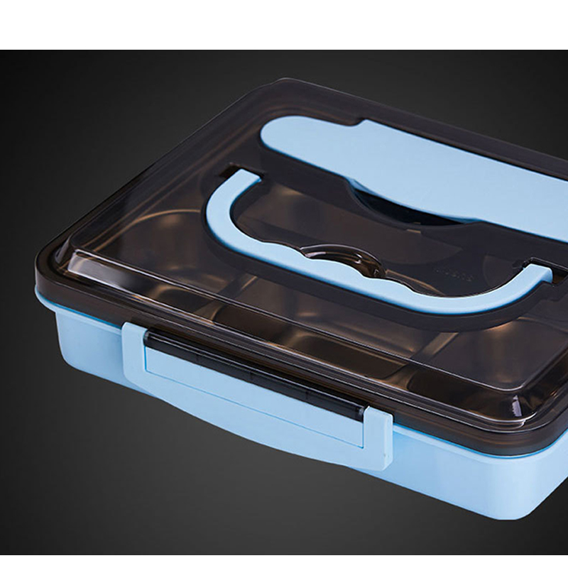 耀豪坤 304不锈钢双层分格饭盒餐盘 送不锈钢餐具 大号五格+汤碗 YCL5-2000ml/个高清大图