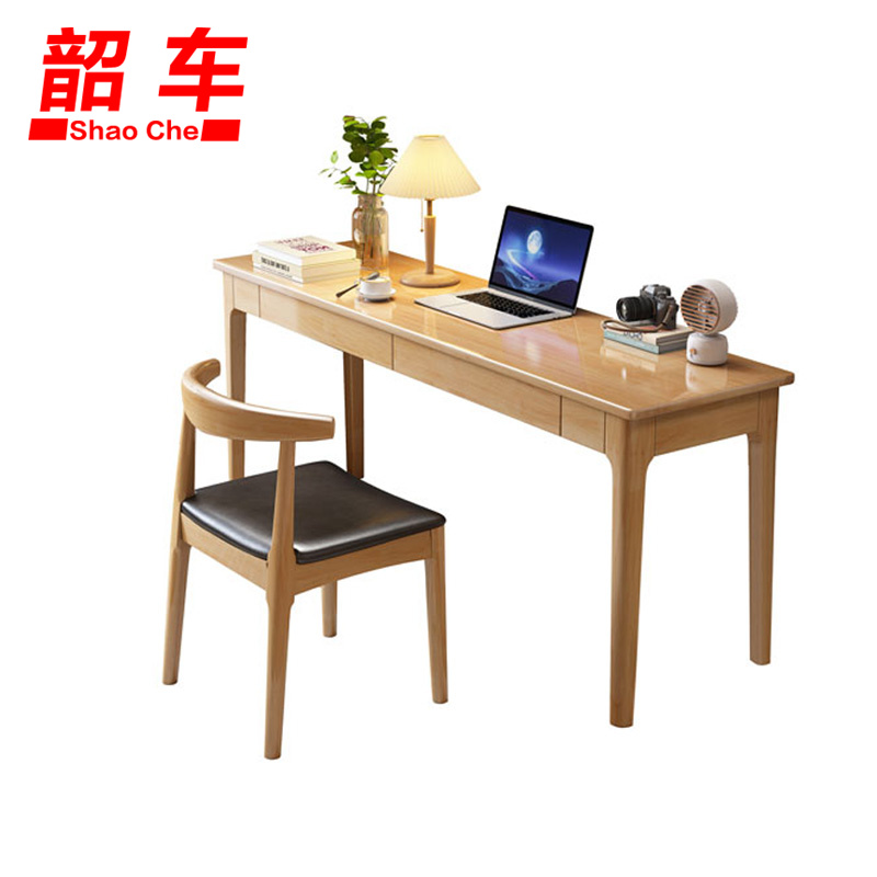 韶车写字台办公桌1.2m+牛角椅套高清大图