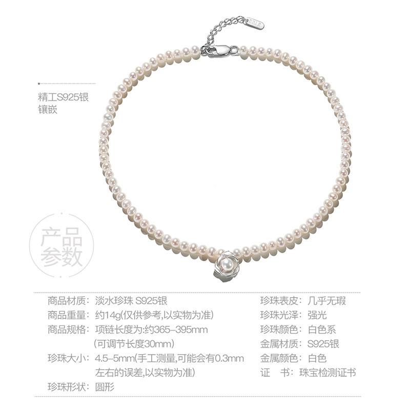 佰色传情淡水珍珠项链短复古法式小众设计锁骨链choker项圈百搭