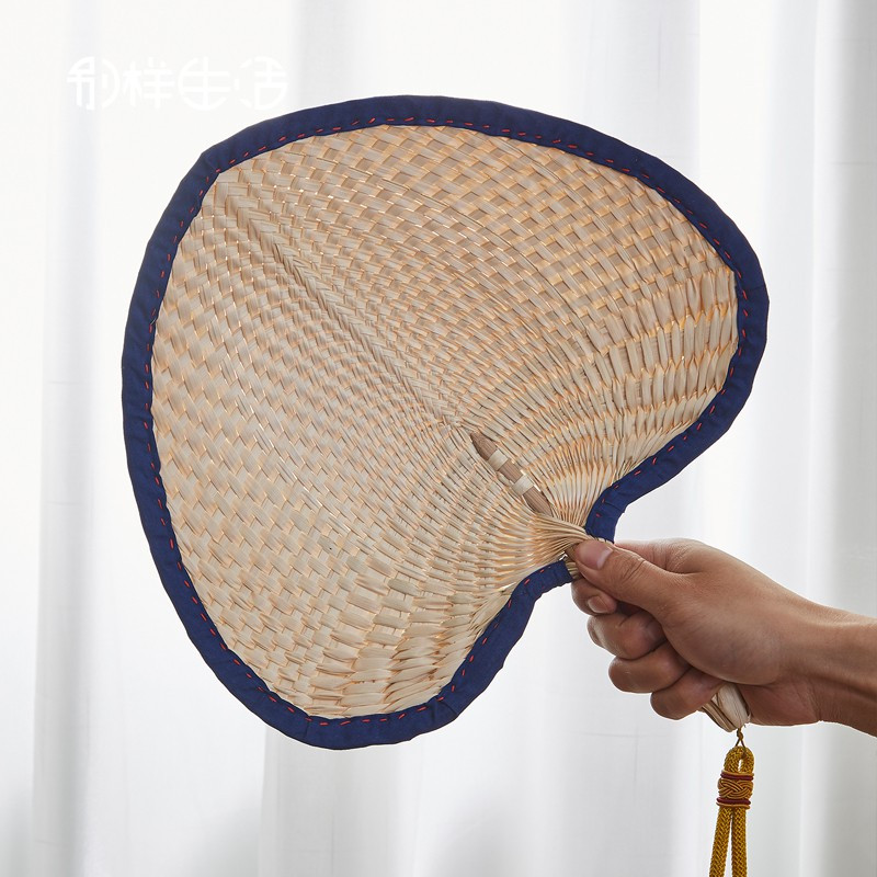 手工包边大蒲扇宝宝夏纳凉手摇扇子棕榈叶编织蒲扇编扇子 三维工匠 包边儿童扇双层麻柄加吊坠