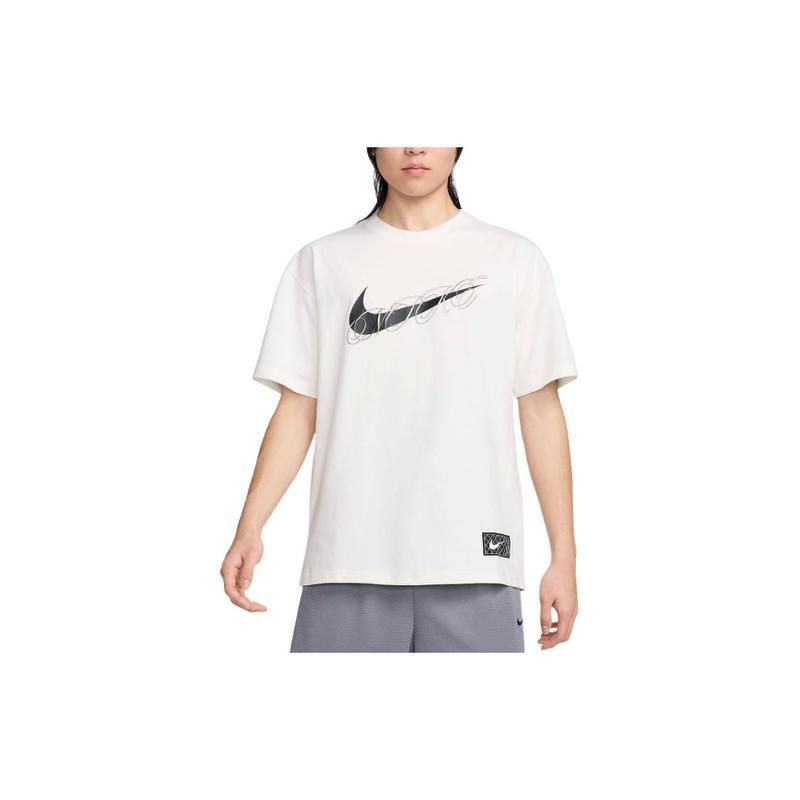 nike耐克logo图案圆领套头宽松短袖 印花t恤 男款 白色 个性潮流 休闲