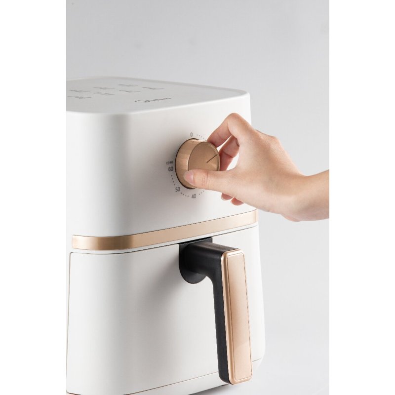 美的(Midea)空气炸锅家用4.2L大容量旋钮操作无油电炸锅家用智能定时温控 KZE401X9 米白色 (单位:个)