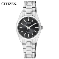 西铁城（CITIZEN）手表女士日韩品牌光动能电波黑盘小表盘不锈钢表带商务时尚女表ES5060-53E