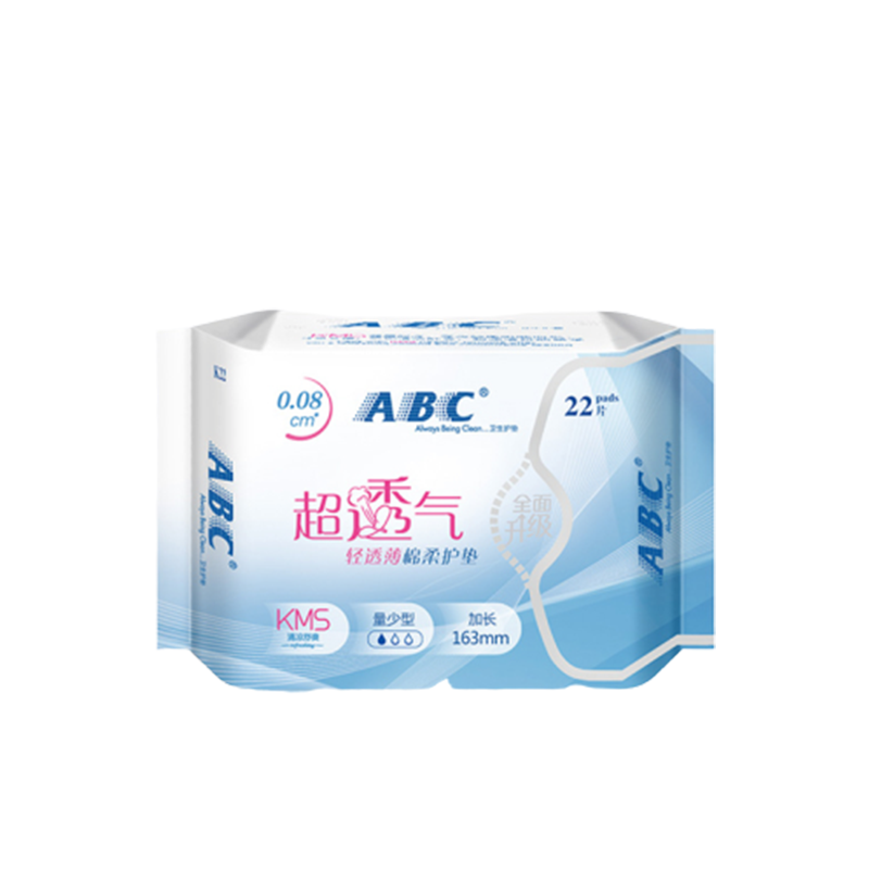 ABC轻透薄棉柔卫生护垫163mm*22片