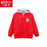 小红豆童装女童秋装外套连帽儿童棒球服运动上衣休闲外套假两件