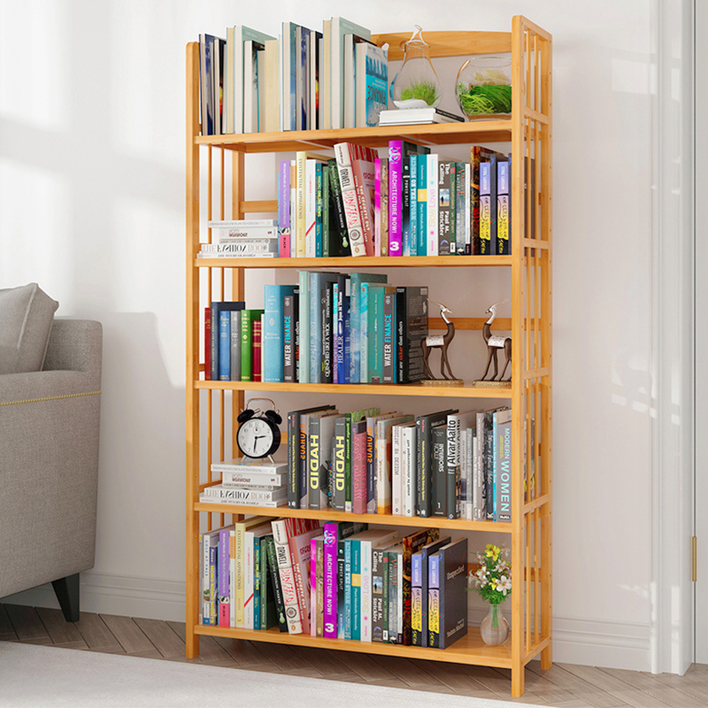 简易书架ciaa落地书柜实木办公室收纳客厅置物架简约儿童学生用桌上竹