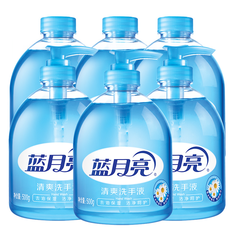 蓝月亮 清爽去油去腥洗手液泡沫滋润500g*3+洗手液补充装500g*3