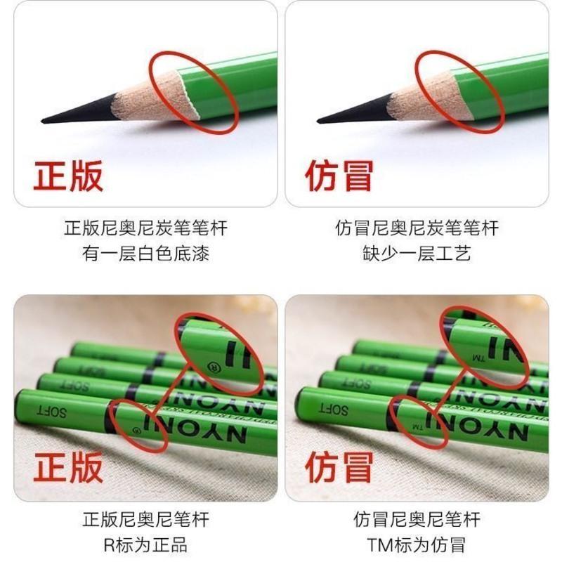 尼奥尼炭笔美术笔素描炭铅笔套装初学者画画绘画笔软中硬碳笔 [尼奥尼专卖店] [软]12支/1盒装[款]