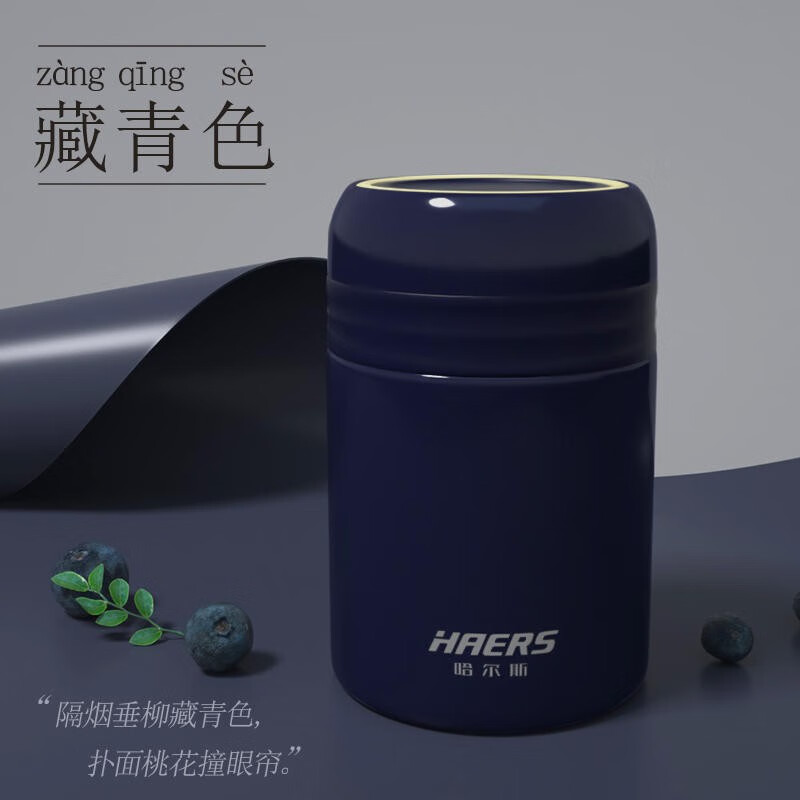 哈尔斯(HAERS) 焖烧壶316不锈钢保温饭盒焖烧杯保温桶闷烧壶焖烧罐便当盒800ML 湛蓝色(送拎包餐具) 800m高清大图