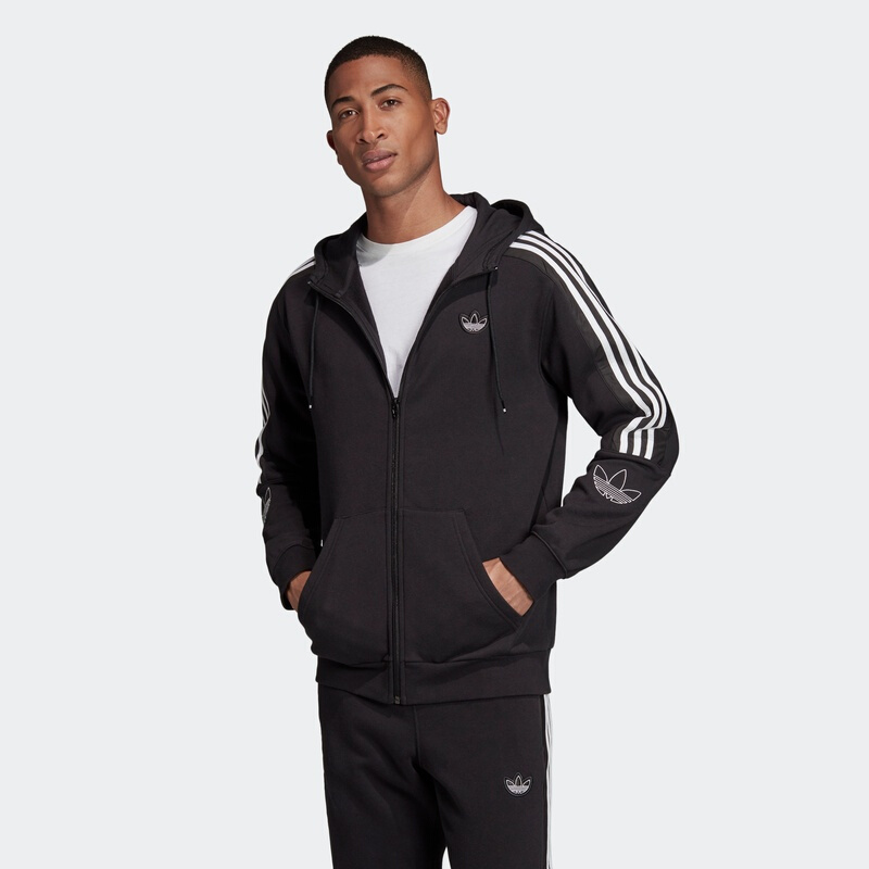阿迪达斯 adidas 三叶草 OUTLINE FZH FLC男装连帽外套ED4693