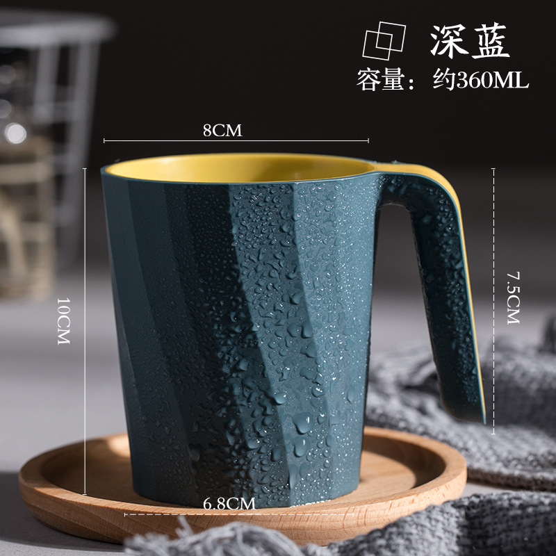漱口杯牙杯牙缸一家人刷牙的杯子一家三口涑口杯洗簌濑口家用小童 三维工匠 带手柄漱口杯[黄蓝色]洗漱杯高清大图
