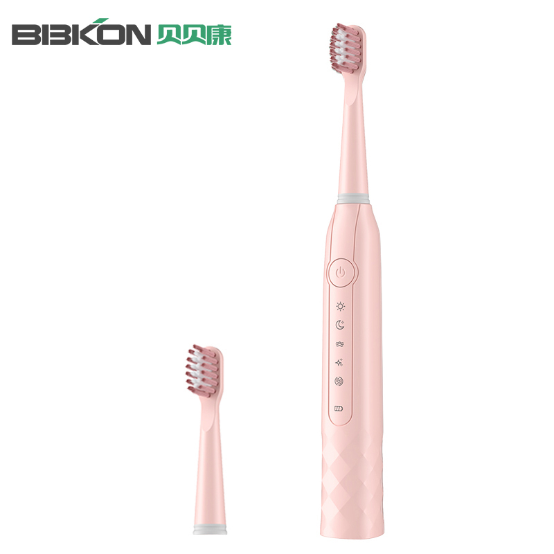 贝贝康(BBKON)电动牙刷D-01-2 粉色 五档模式 声波震动 全身水洗 持久续航 15000转/分钟 高速震动