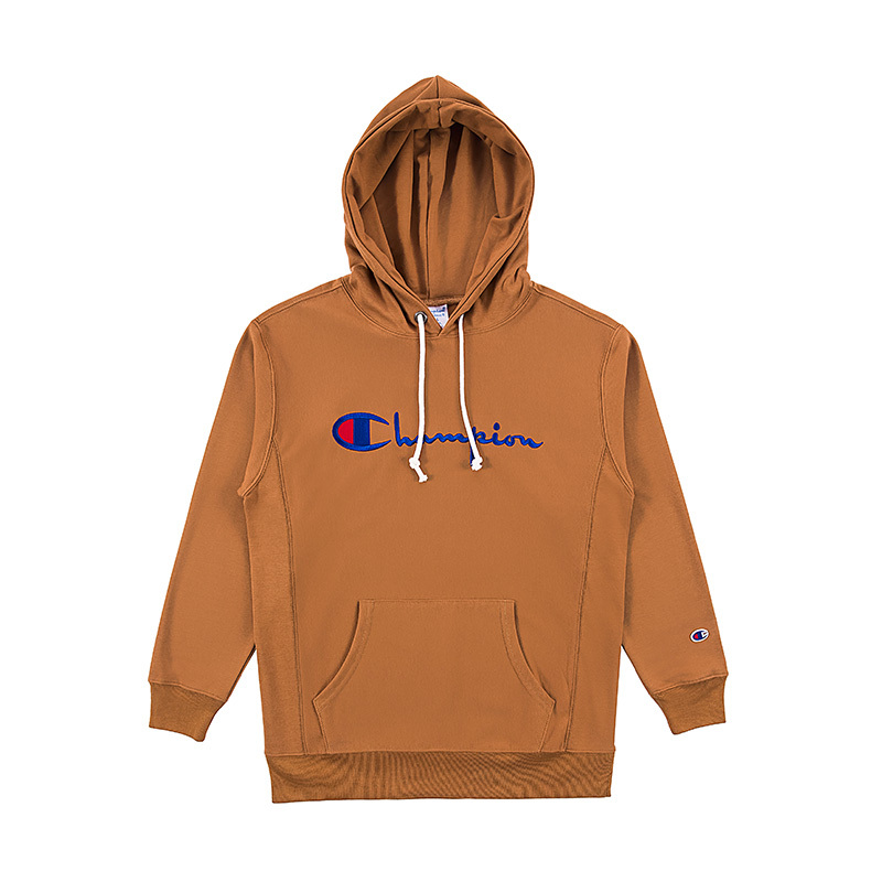 champion冠军秋季新款男装纯棉草写logo连帽卫衣男女同款210967