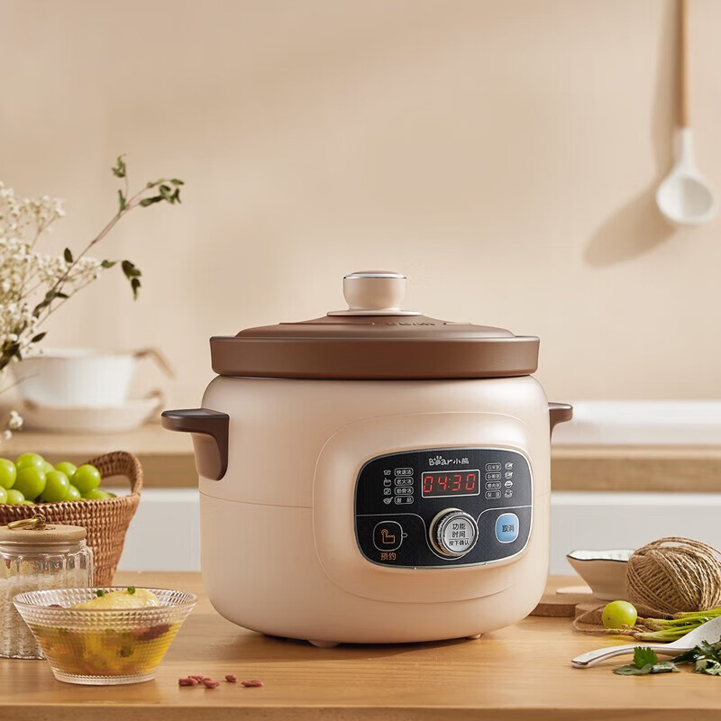 小熊DDG-D40X9 电炖锅 紫砂内胆紫砂炖汤锅微电脑煲粥熬粥煮粥锅炖锅煲汤锅高清大图