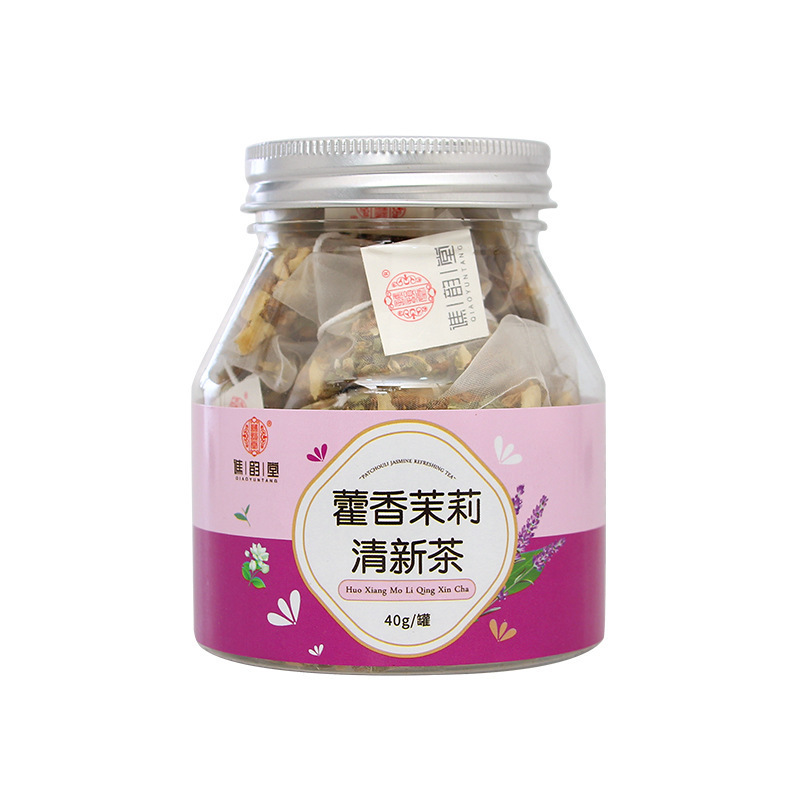 谯韵堂 藿香茉莉清新茶40g/罐 甘草陈皮薄荷藿香三角包 10罐装