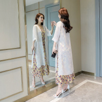 裙裤套装女夏时尚女士新品春夏装七分裤薄款阔腿裤连体裤两件套坊