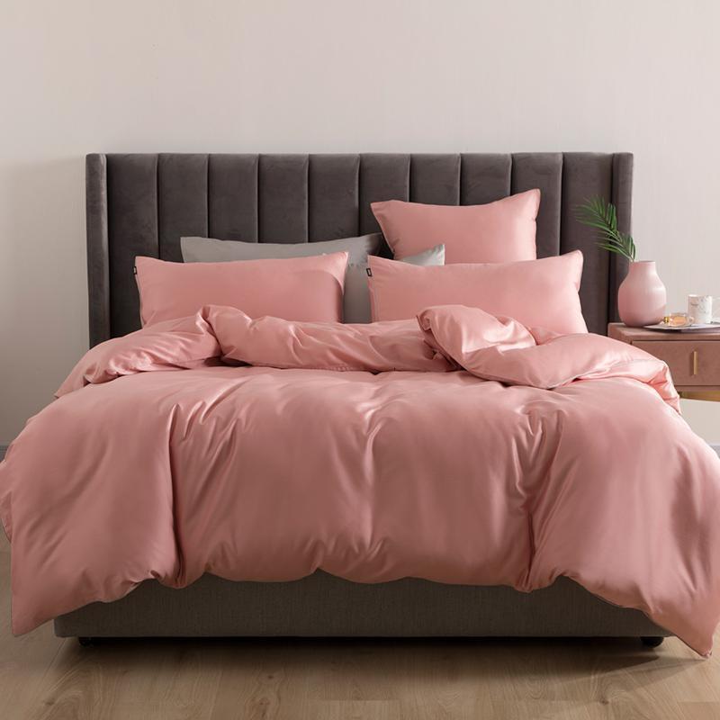 美帮汇四件套全棉全棉60支长绒棉床单被套三件套蜜语珊瑚粉