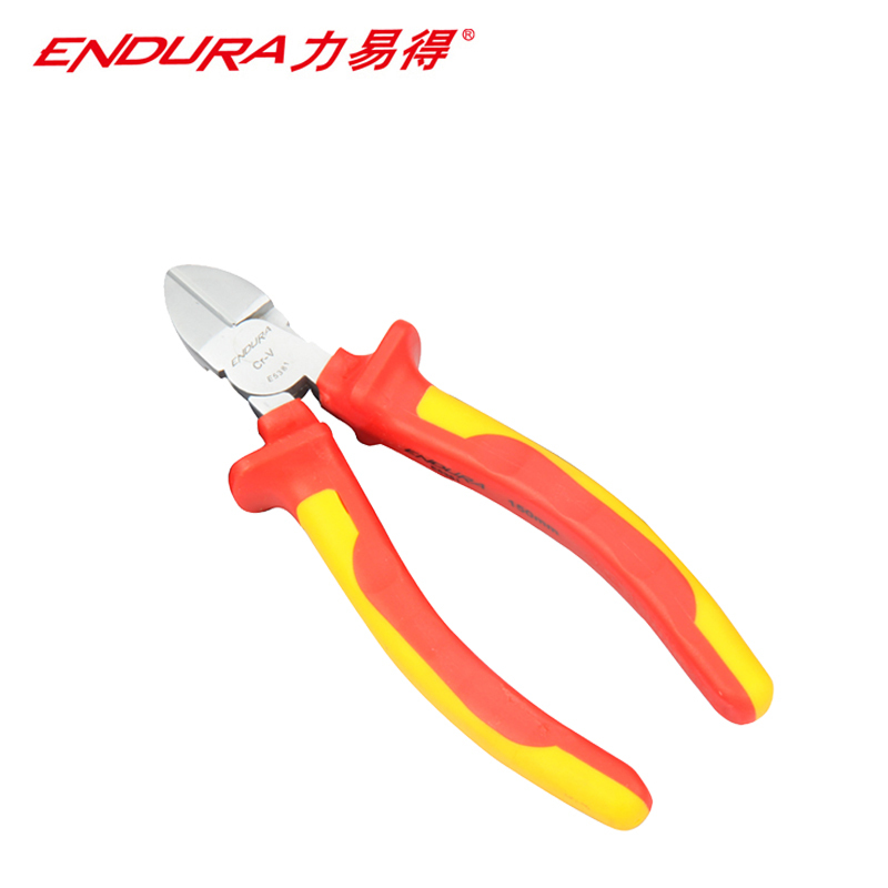 力易得(ENDURA) VDE双色绝缘斜嘴钳 耐压1000V 偏口钳剪线钳 6英寸 货号E5381 1把