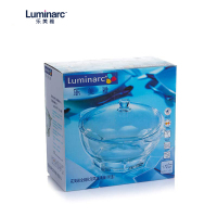 乐美雅(Luminarc)花岗岩双耳全钢化玻璃汤碗水果沙拉碗(带盖)透明1.5L微波炉可用