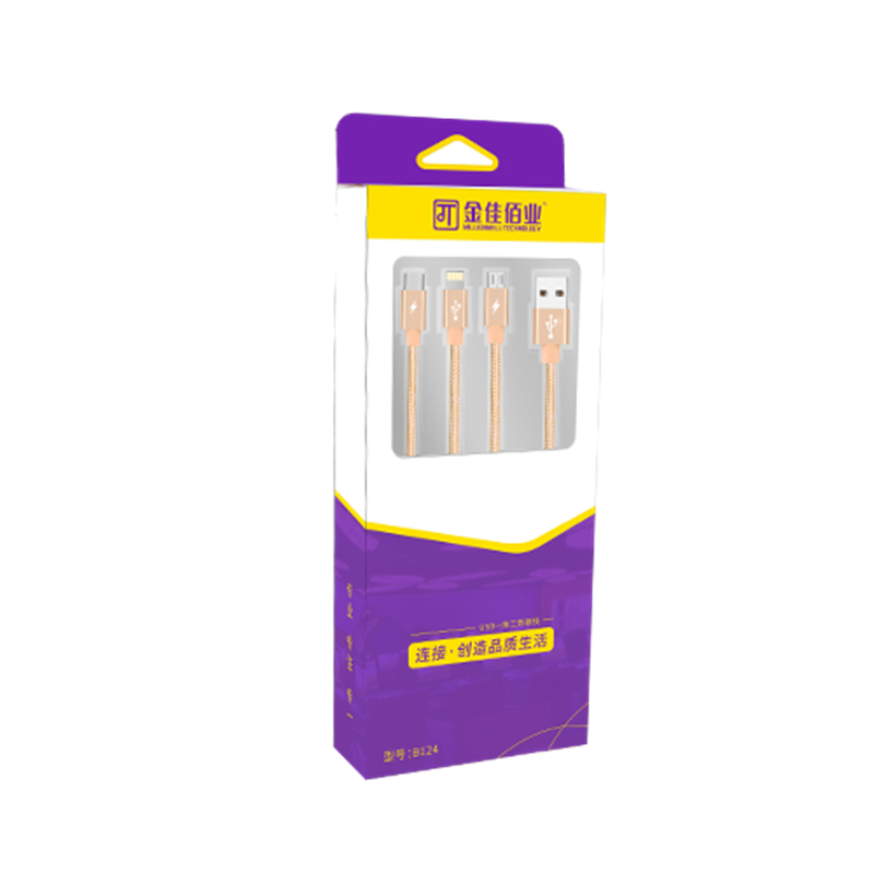 金佳佰业 B124 USB2.0AM/Micro、苹果、Type-C、一拖三充电线