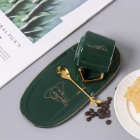 贝瑟斯 北欧小奢华金象陶瓷下午茶具水具欧式创意带托盘套装家用水杯